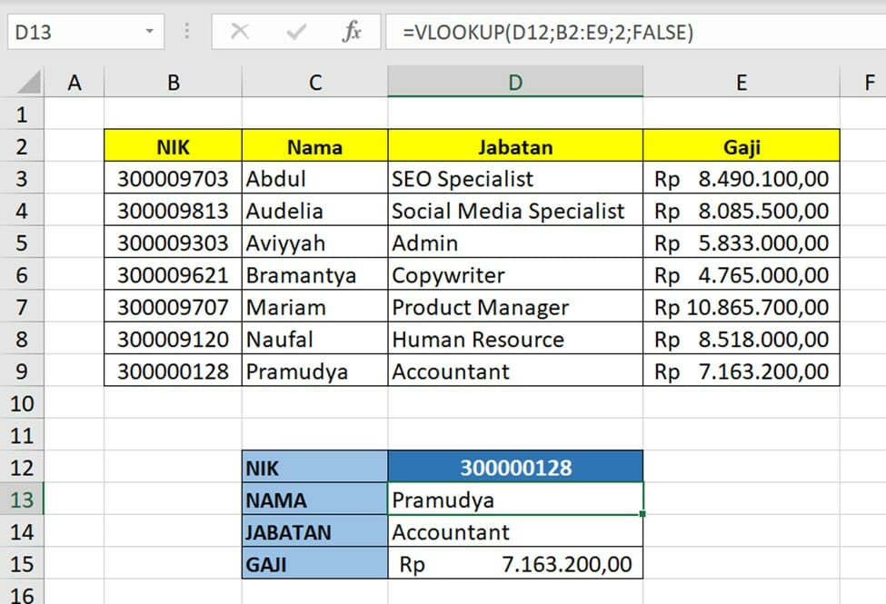 Cara Mudah Menggunakan Fungsi Vlookup Dengan 2 Tabel 0571