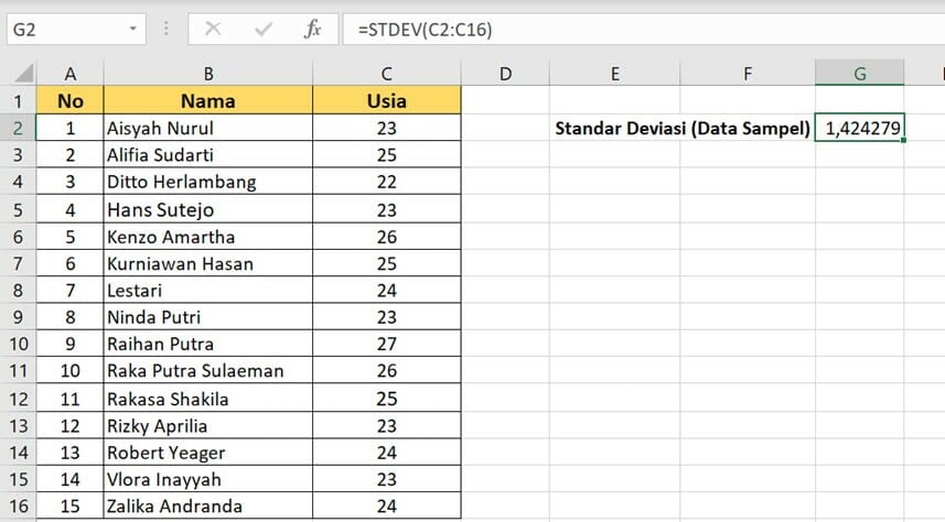 Rumus STDEV