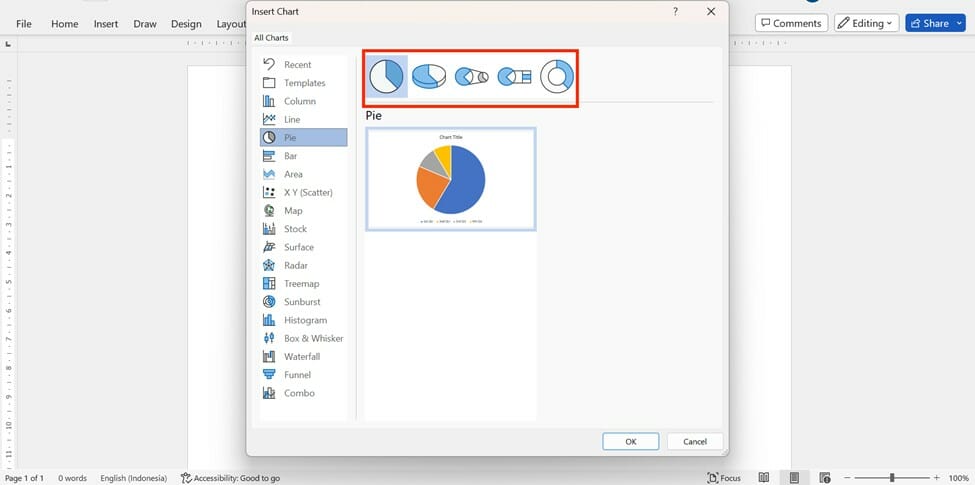 cara membuat grafik di word