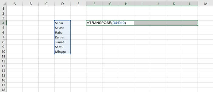 fitur transpose excel 4