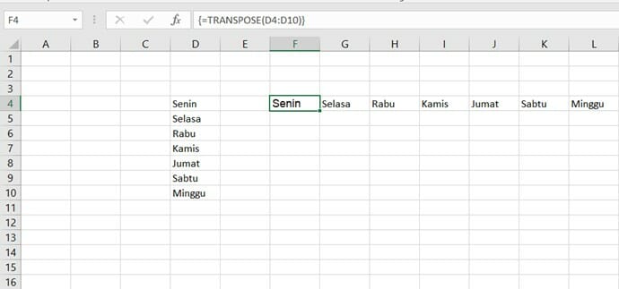 fitur transpose excel 5