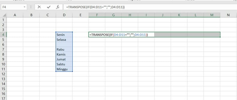 fitur transpose excel 6